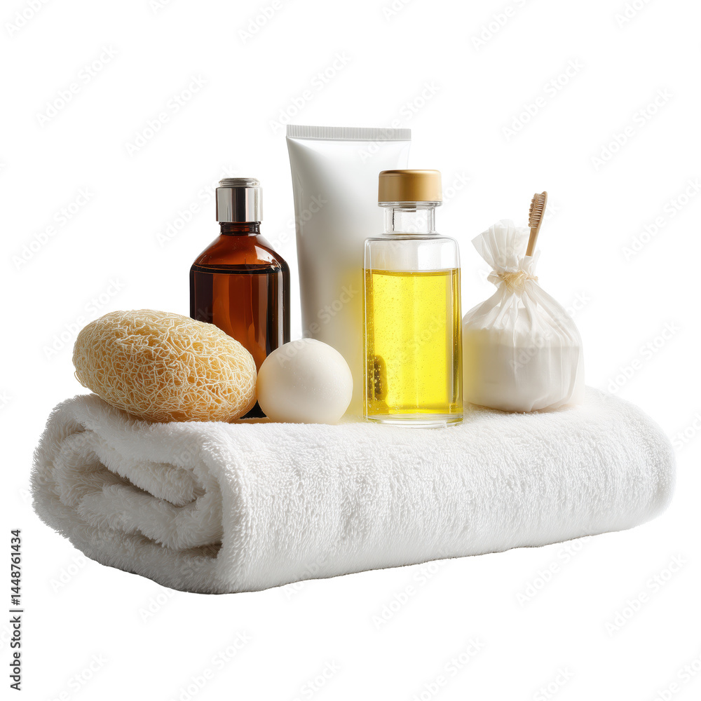 Luxury Spa Essentials for a Relaxing Bath Time , isolated on white background PNG Luxury Spa Essentials for a Relaxing Bath Time , isolated on white background PNG