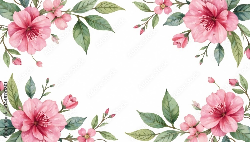 Fototapeta premium Delicate watercolor floral pattern, perfect for spring flyers , green, card