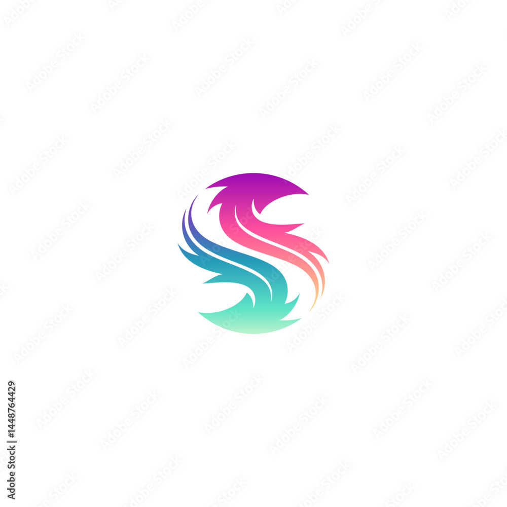 S letter logo with ornament of two upward and downward arrows S letter logo with ornament of two upward and downward arrows
