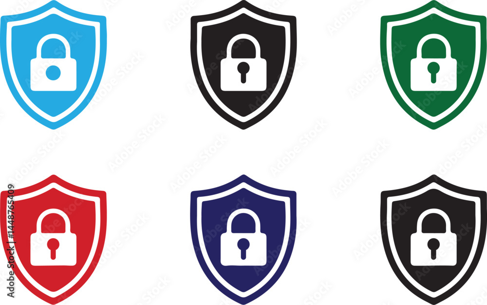 Cybersecurity Shield Icons with Lock Symbols – Secure Data Protection Graphics Cybersecurity Shield Icons with Lock Symbols – Secure Data Protection Graphics