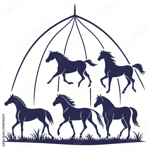 Horse silhouette set bundle vector