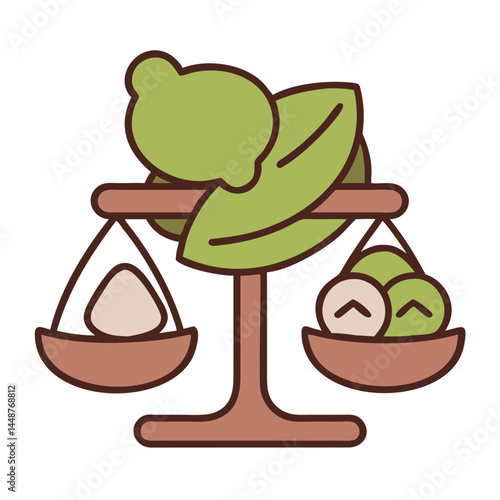 Balanced Diet Concept with Scales, Fruits and Vegetables  