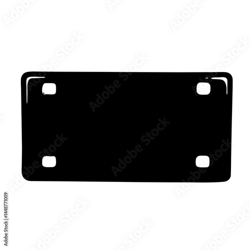 Black and white simple license plate icon with rounded corner design