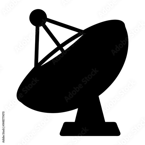 Silhouette of a satellite dish for communications and radio signals tracking