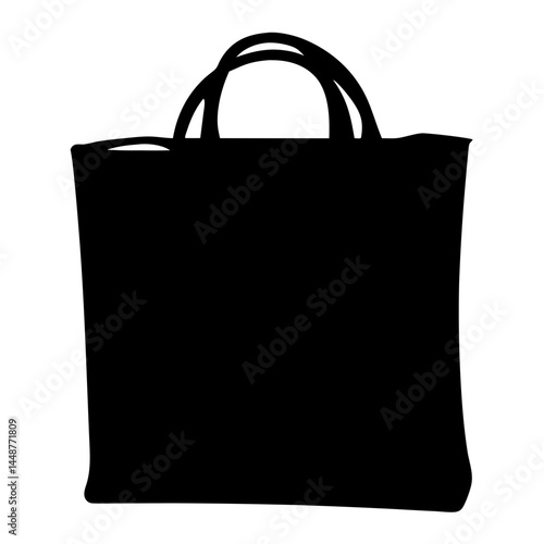 Silhouette of a reusable shopping bag with handles made of fabric