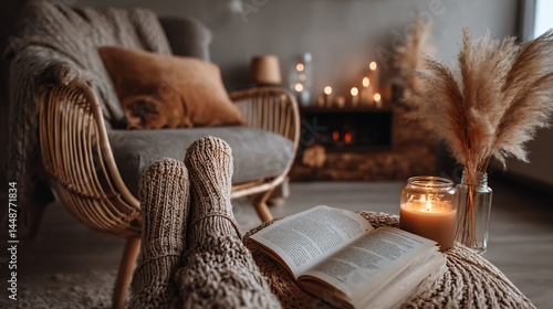 Cozy winter evening at home