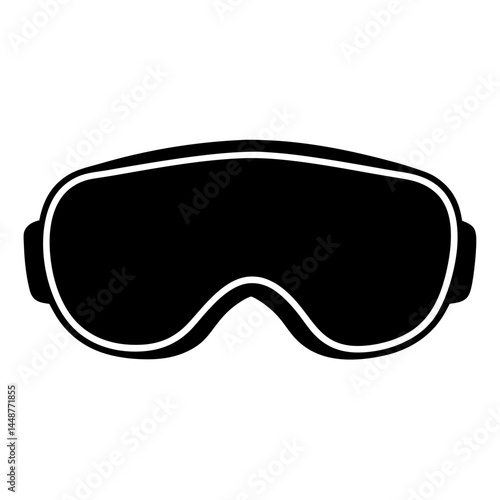 Stylized illustration of ski or snowboard goggles in simple black and white