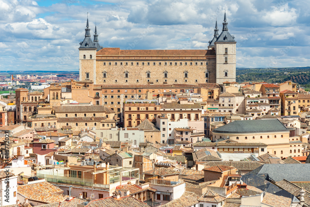 Alcazar of Toledo over old town, Spain