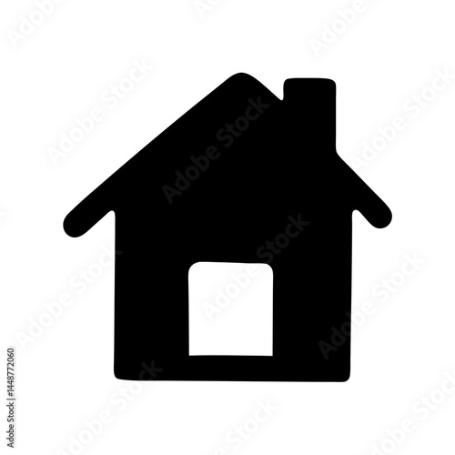 Simple black and white house icon vector illustration on white background