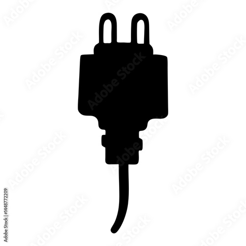 Silhouette of a two prong electrical plug for connection to a socket
