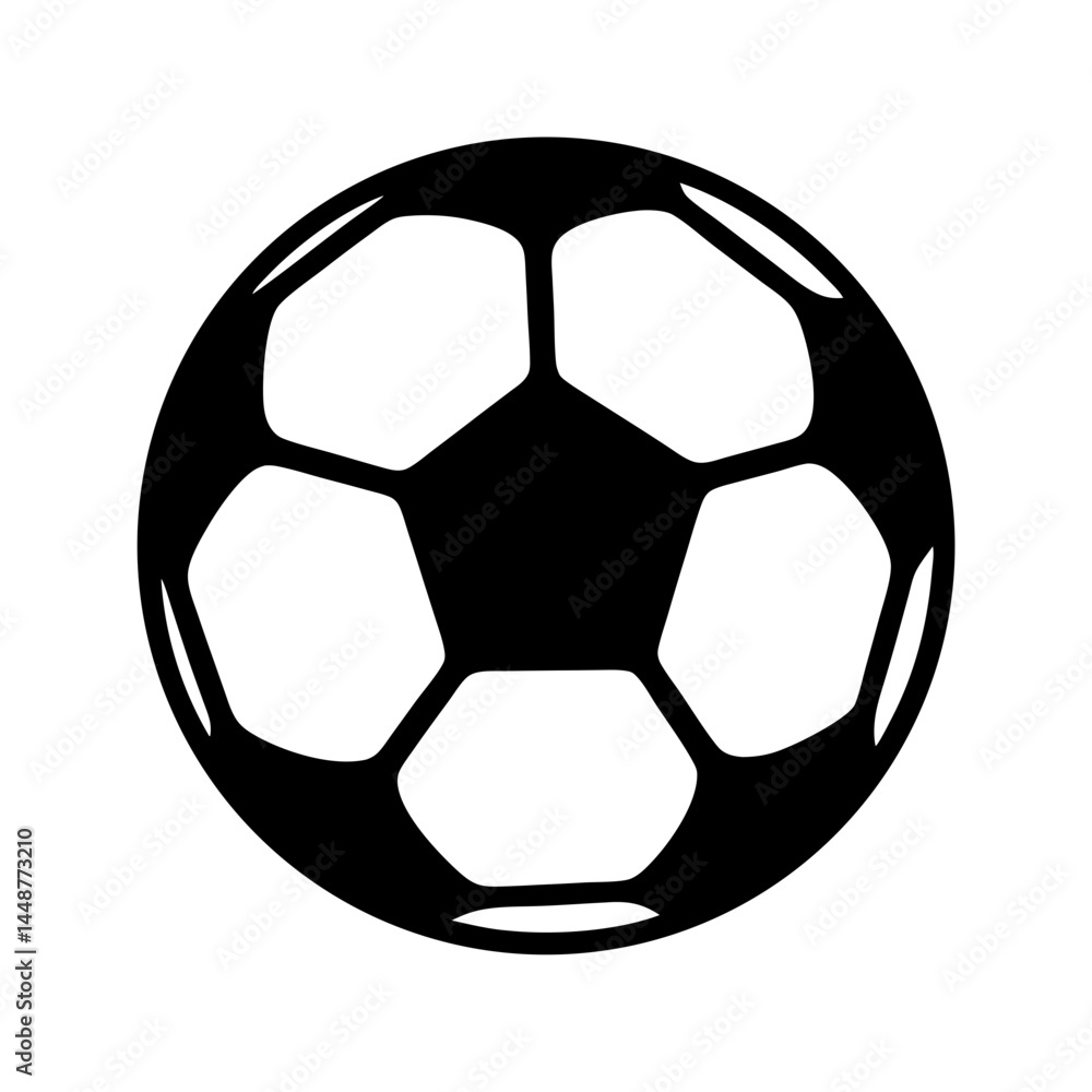 Obraz premium Simple black and white soccer ball clip art illustration with pentagons
