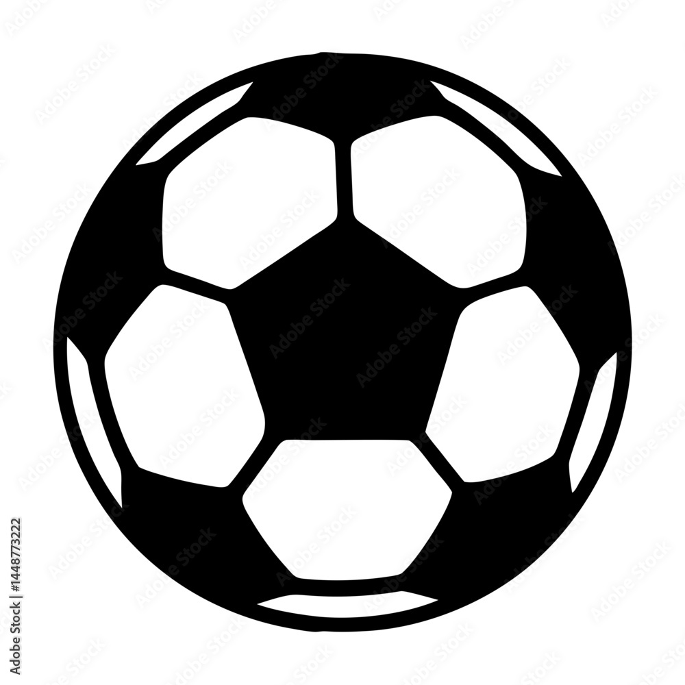 Obraz premium Stylized black and white soccer ball with pentagons and hexagons shapes
