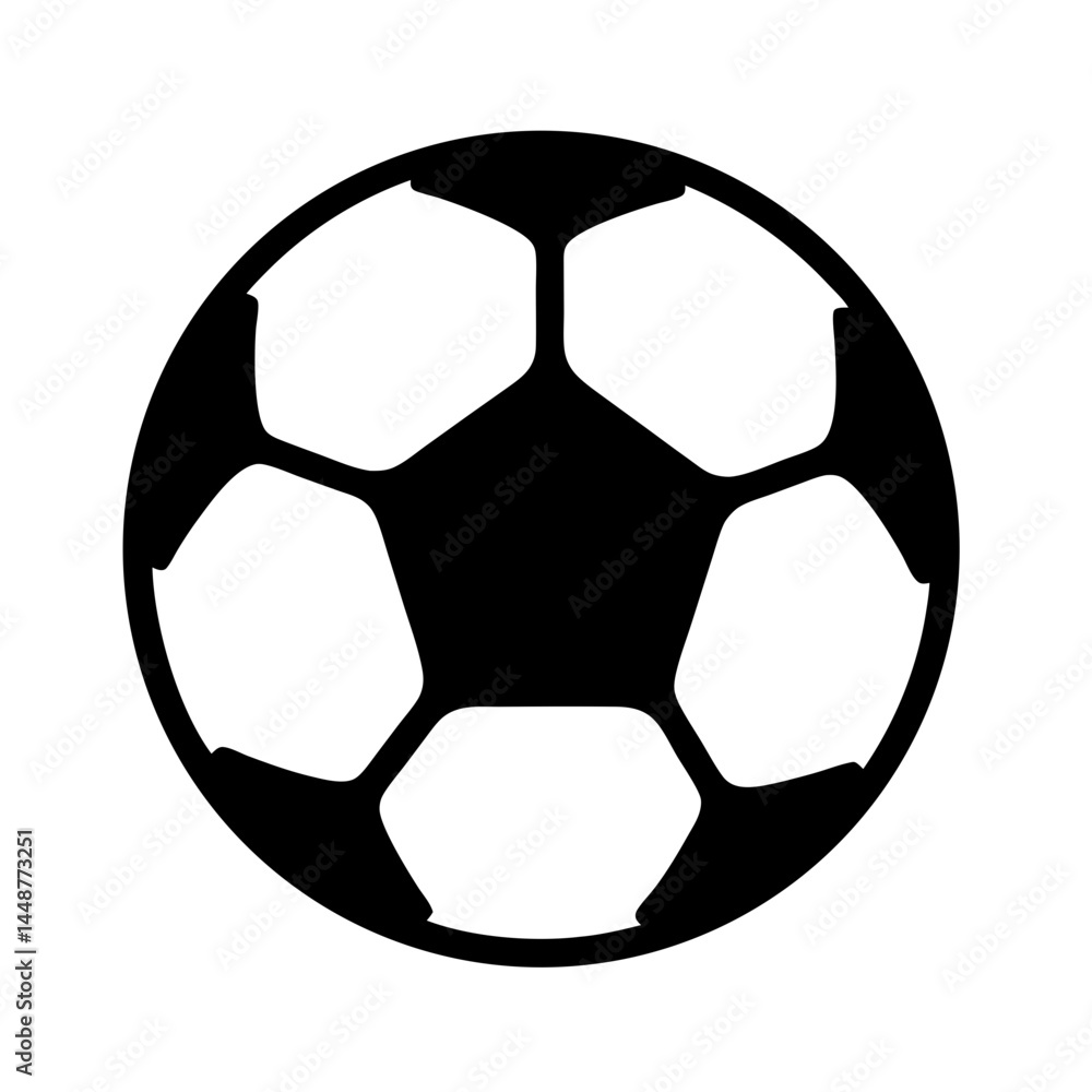 Obraz premium Simple black and white soccer ball silhouette with pentagons and hexagons