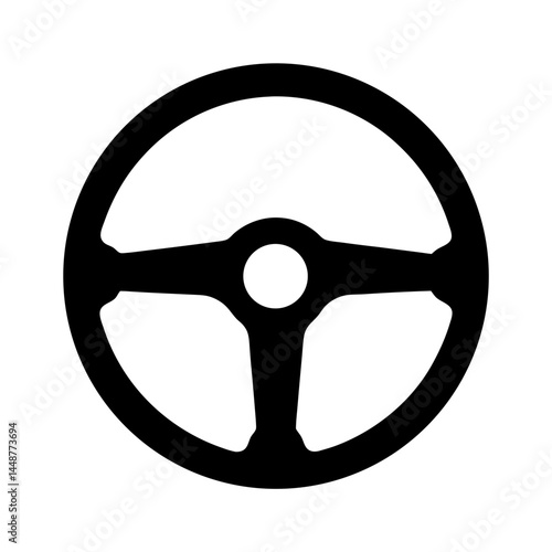 Sleek and modern black steering wheel for automotive applications and vehicle control