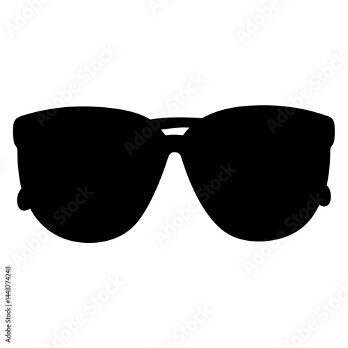 Silhouette of aviator sunglasses, representing sun protection and stylish eyewear accessory