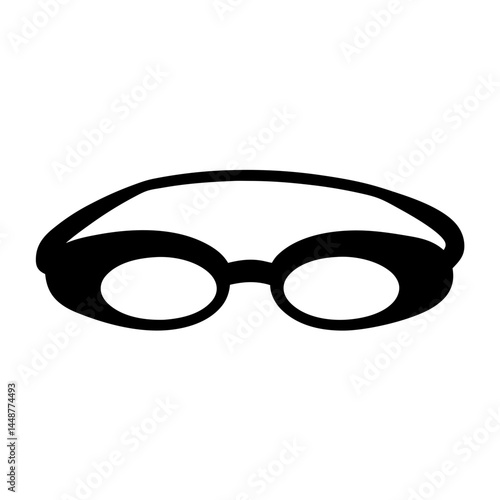 Black silhouette of swimming goggles, isolated on white background, a must have item