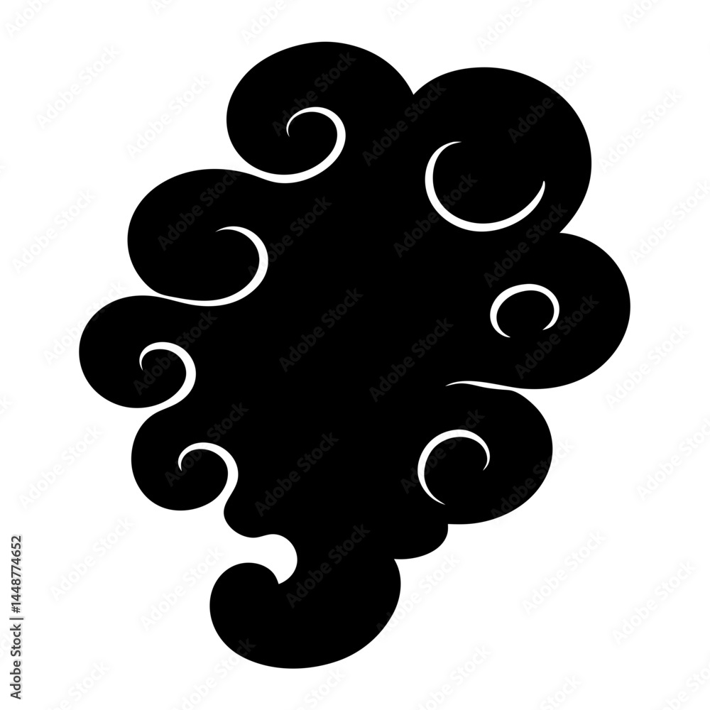 Elegant Black and White Swirl Shape Design with Intricate Curled Details Elegant Black and White Swirl Shape Design with Intricate Curled Details
