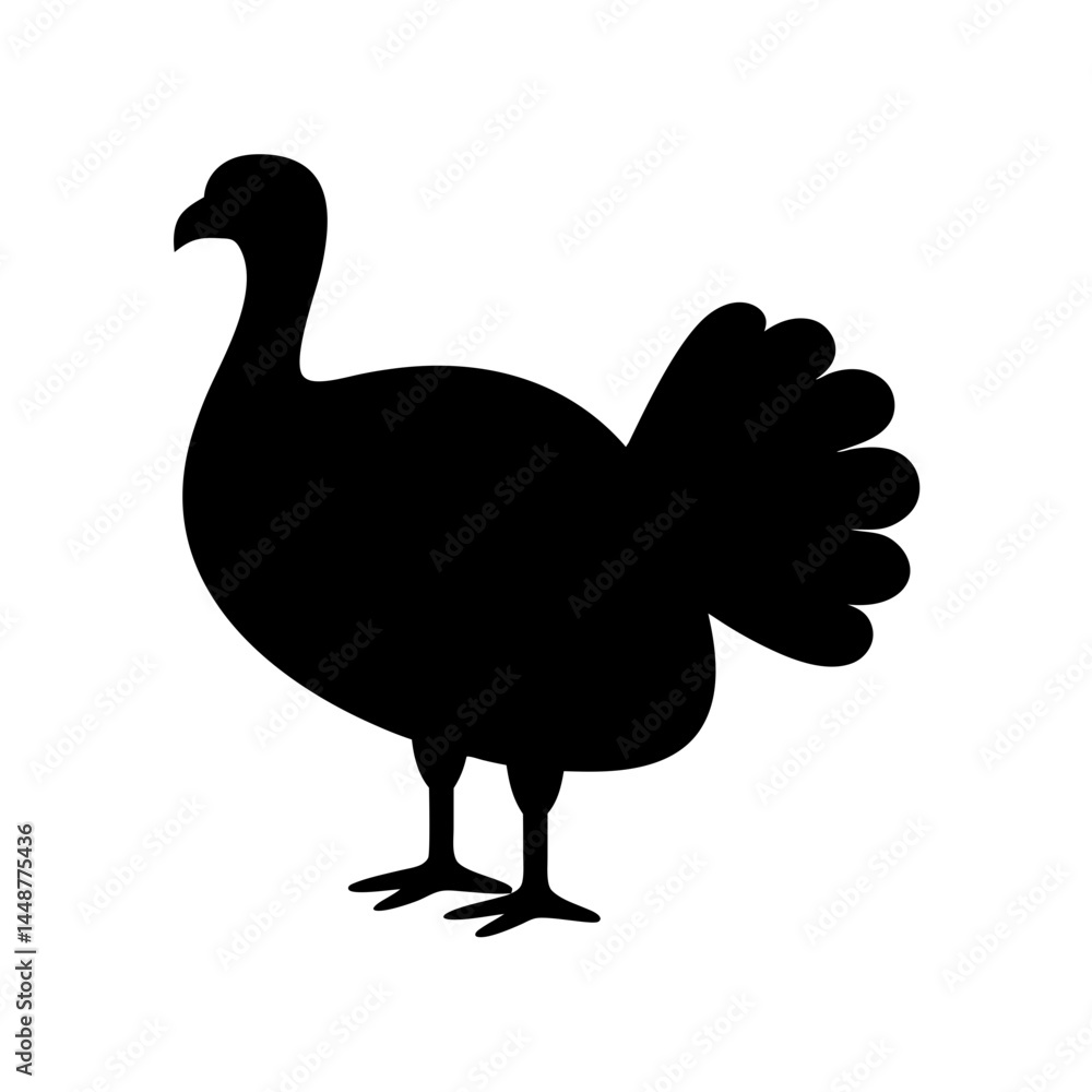 Silhouette of a Turkey Standing Proudly Against a White Background Silhouette of a Turkey Standing Proudly Against a White Background