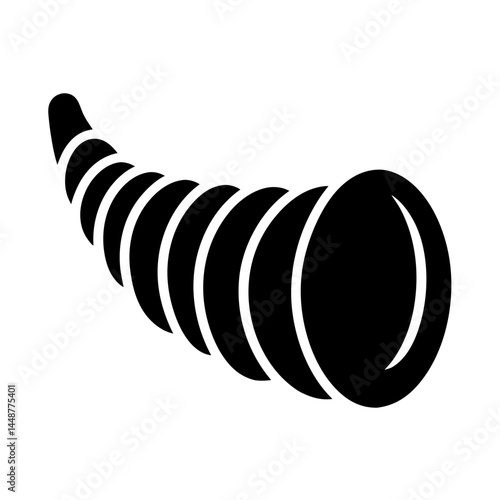Thanksgiving cornucopia black and white clip art icon for celebration, design