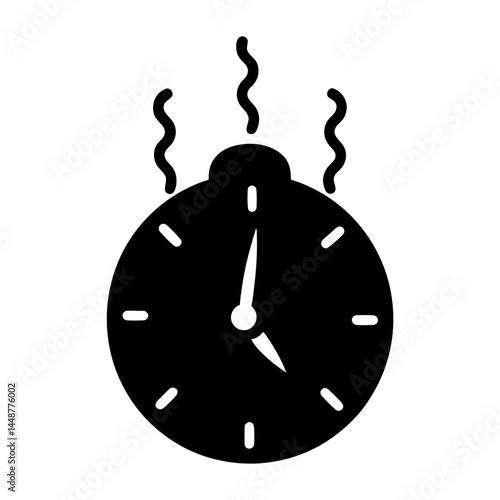 Stylized Alarm Clock Symbol Illustrating Urgency and Time Sensitivity in Black and White