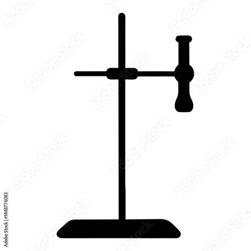Silhouette illustration of a retort stand frequently used in chemistry labs