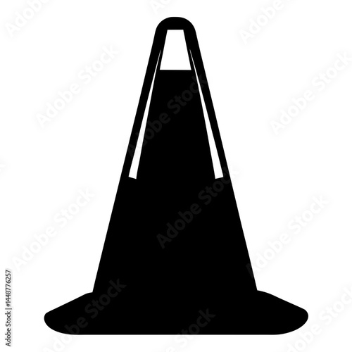 Black silhouette of a traffic safety cone in vector image