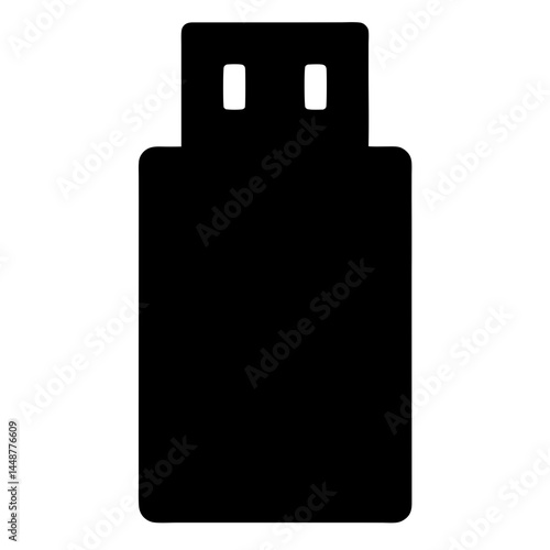 A simple black silhouette of a standard USB flash drive memory stick