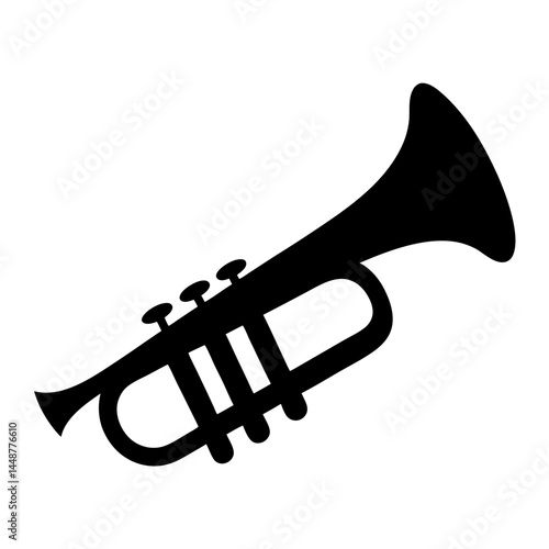 A Bold Black Silhouette of a Classic Brass Trumpet Musical Instrument