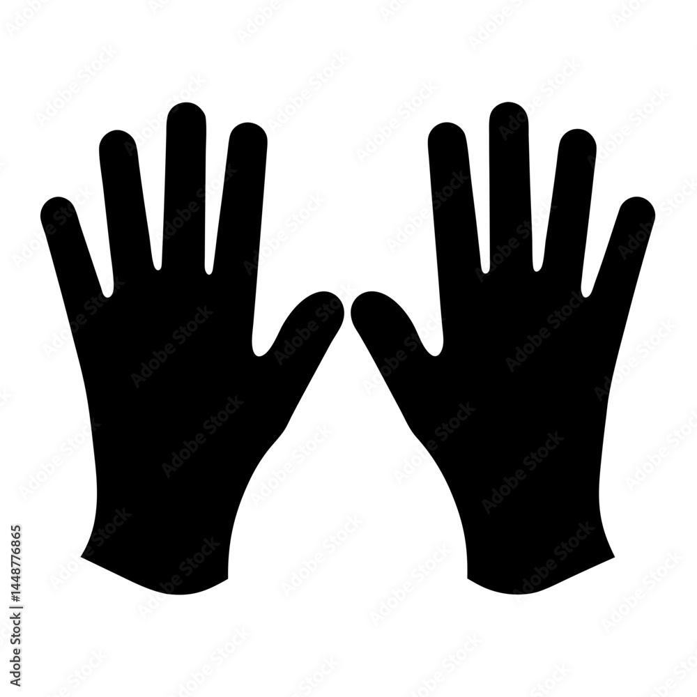 Obraz premium Black silhouette of open human hands against a white background with fingers