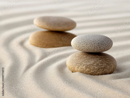 Smooth Coastal Stones in Natural Sand Setting