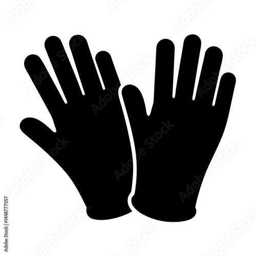 Protective Gloves Icon in Black and White Simple Design Vector Illustration