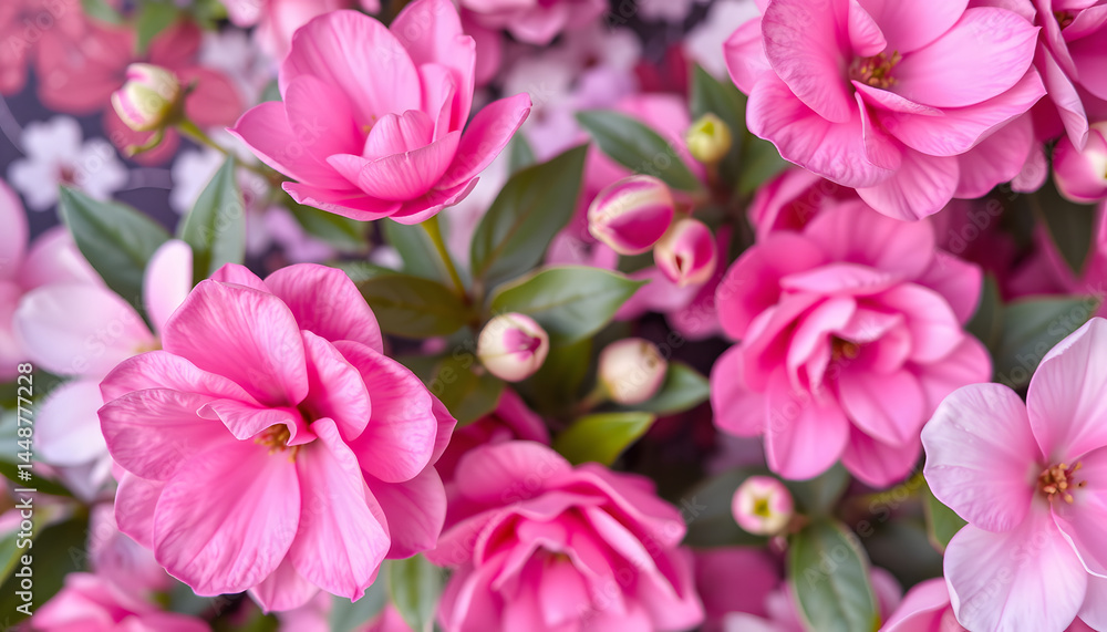 Obraz premium Floral background with pink flowers, silhouette. with white shades