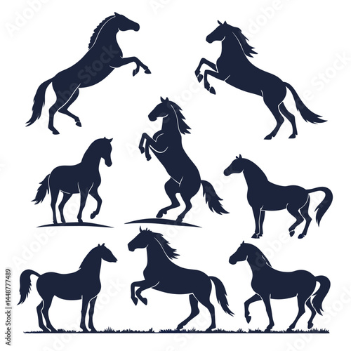 Horse silhouette set bundle vector