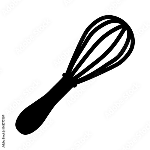 Black silhouette of a wire whisk for cooking and baking purposes