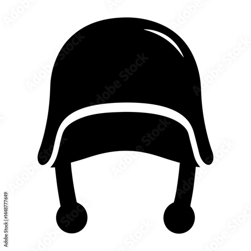 Retro aviator hat with earflaps and chin straps in simple bold graphic