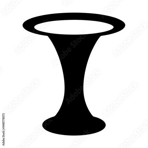 Sleek black funnel illustration representing transformation and transition process
