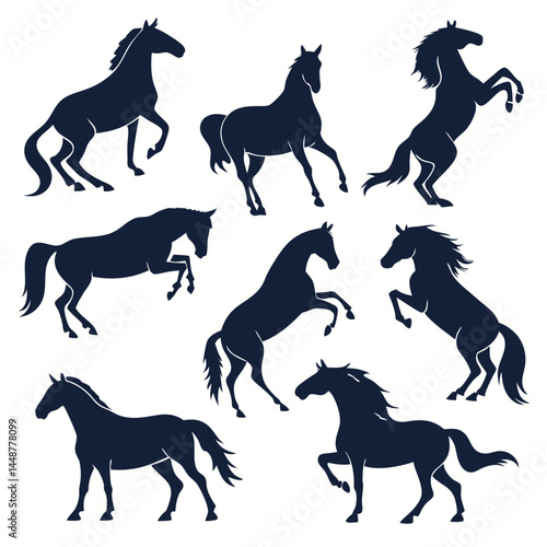 Horse silhouette set bundle vector