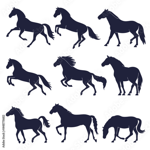 Horse silhouette set bundle vector