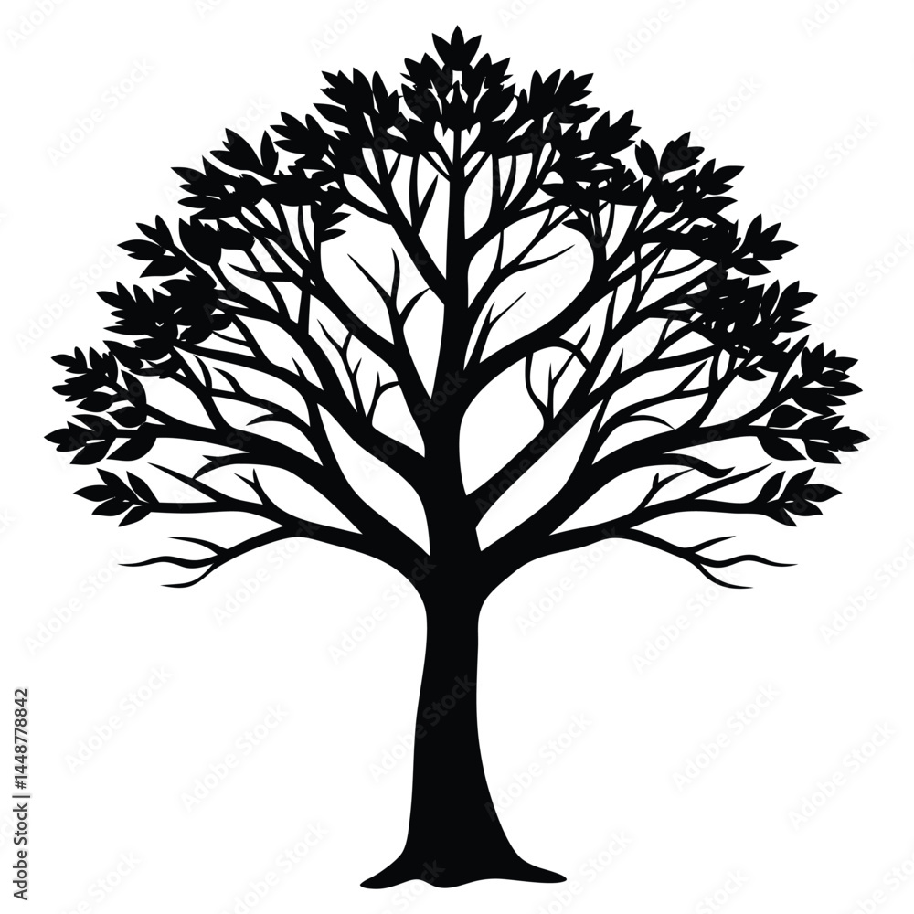 Obraz premium Tree silhouette isolated white background