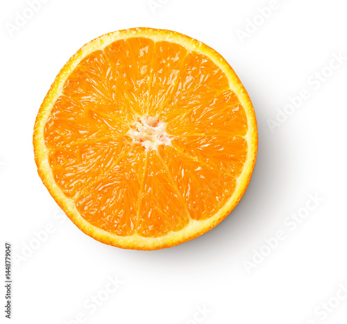 orange slice with shadow isolated on transparent background