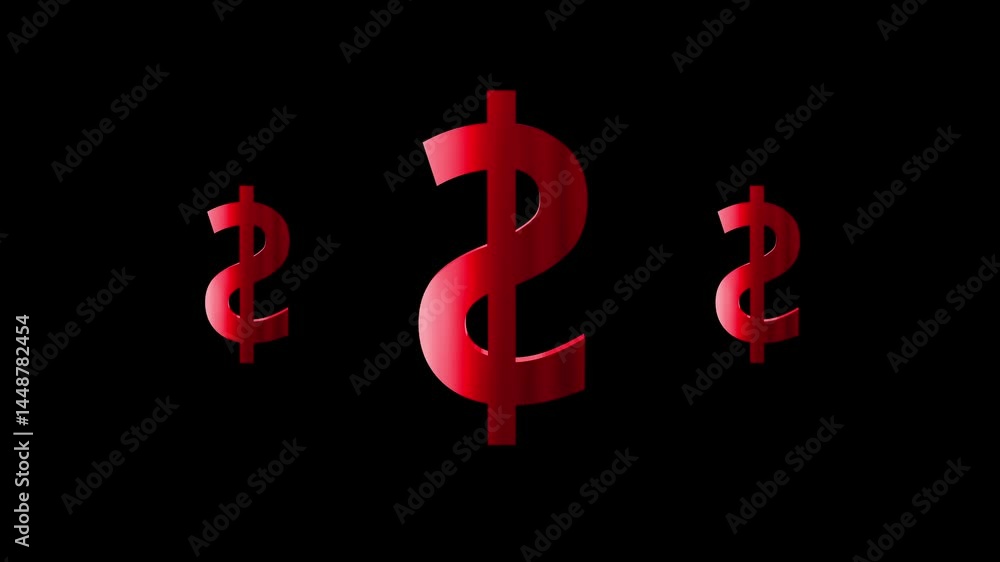 3D dollar icon shines rotating. Dolar sign symbol icon animation on black background. USA currency symbol. 4k