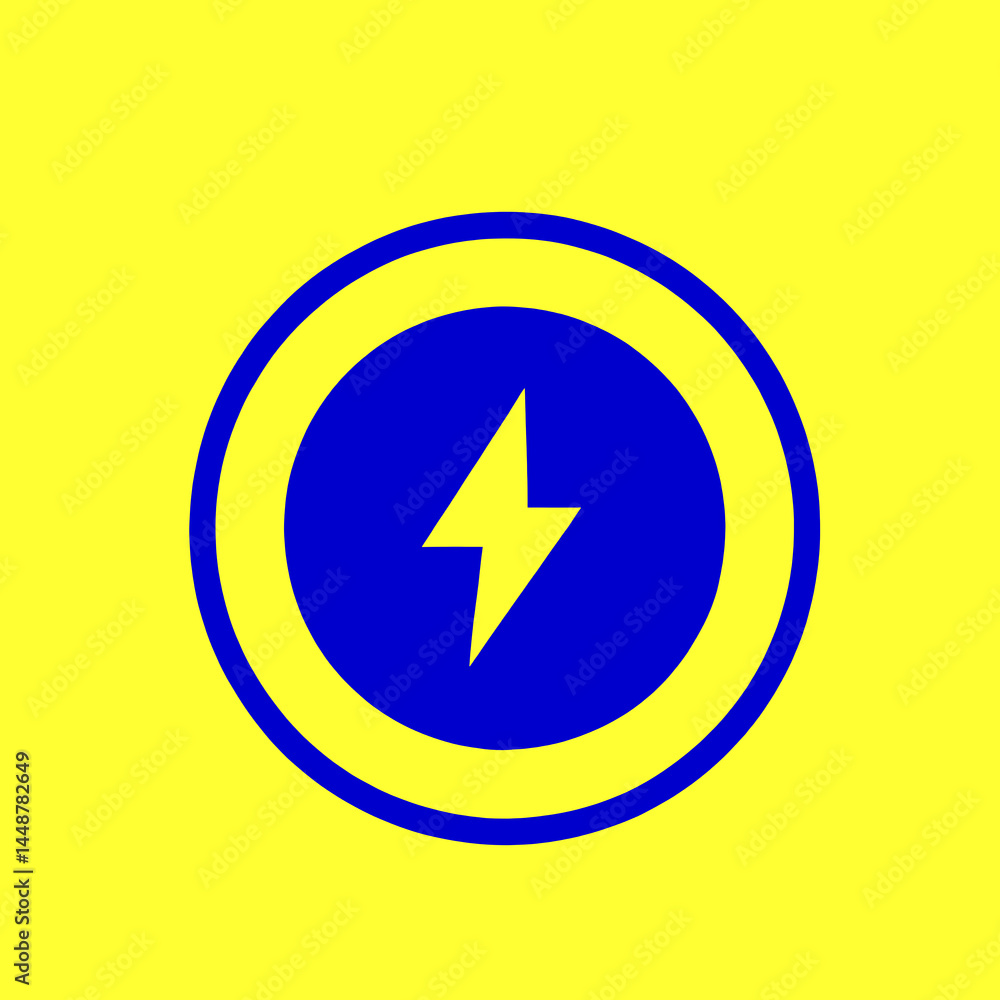 yellow and blue isolated icon of a lightning bolt, electricity voltage power symbol yellow and blue isolated icon of a lightning bolt, electricity voltage power symbol