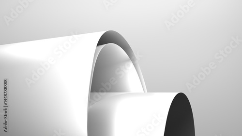 A sleek, modern, white curved bench with subtle glowing blue light accents on a clean white background.