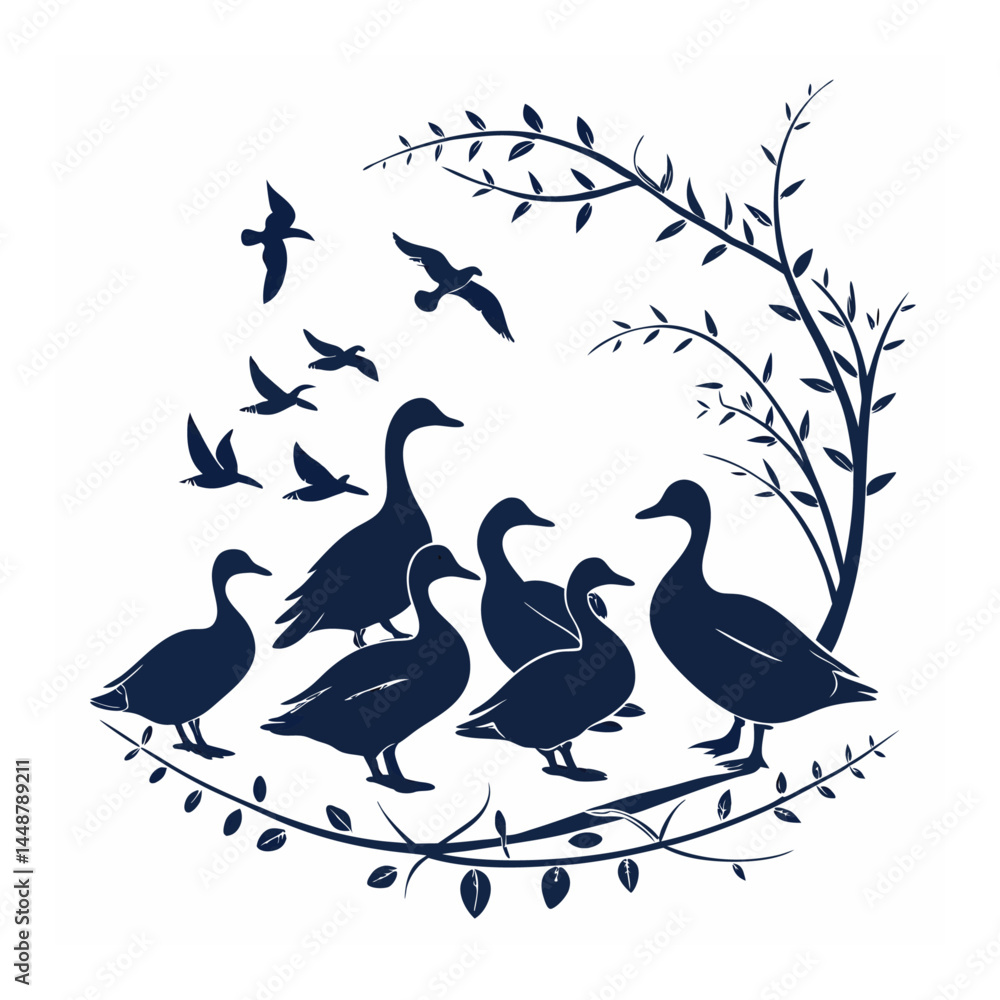 Obraz premium Duck silhouette bundle vector design