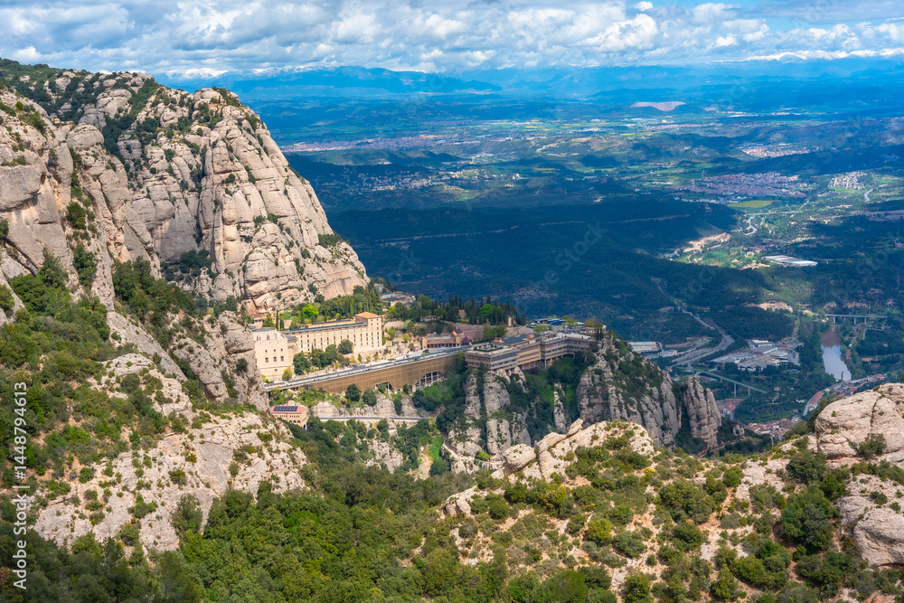 Montserrat monastery nestled in the majestic mountains of catalonia