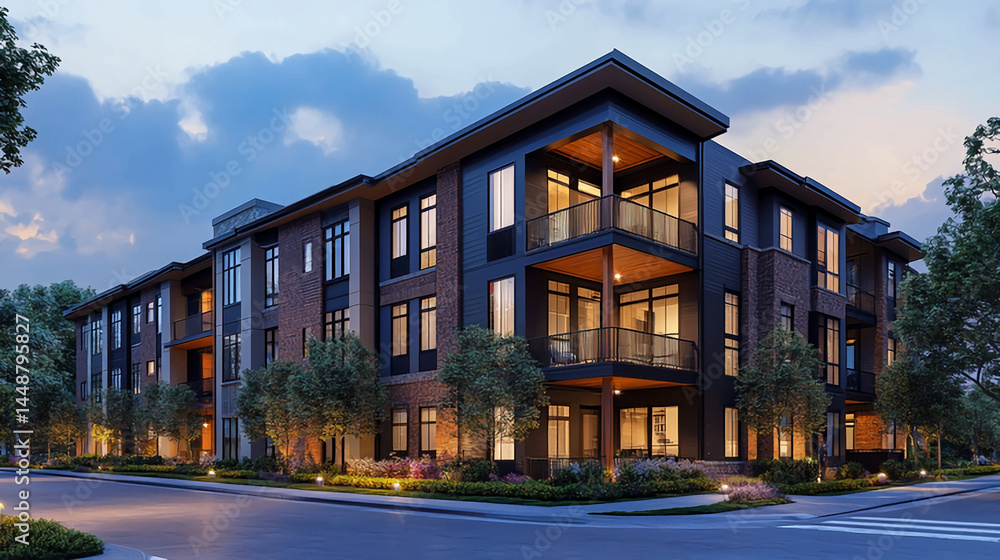 custom made wallpaper toronto digitalExplore modern apartment buildings exterior design with balconies and landscape architecture view at dusk time
