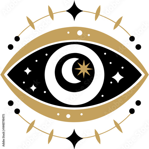Mystic Eye with Lunar Phase and Starry Sky