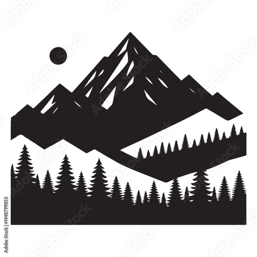 Mountain with forest vector