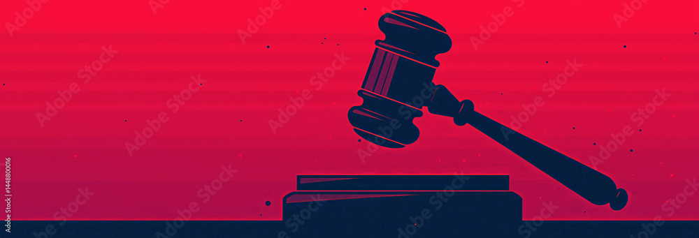 A giant gavel hovering over a locked constitution, symbolizing enforcement of statutes, restriction of rights
