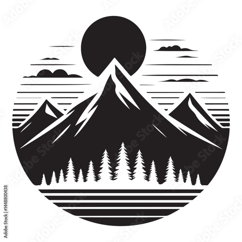 Mountain with forest vector